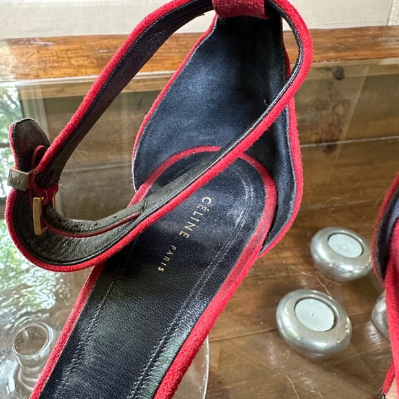 Authentic Celine Heels 39 Red Suede - Picture 10 of 10